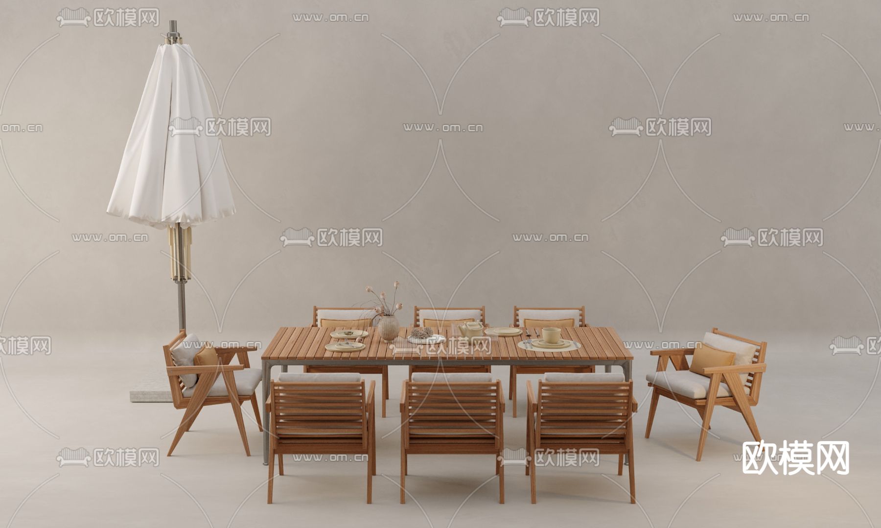户外桌椅 遮阳棚3d模型下载