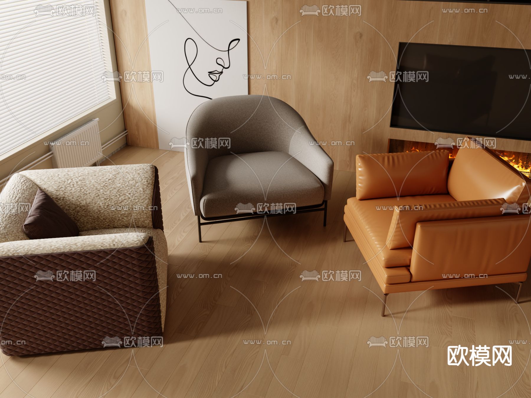 单人沙发 休闲沙发3d模型下载