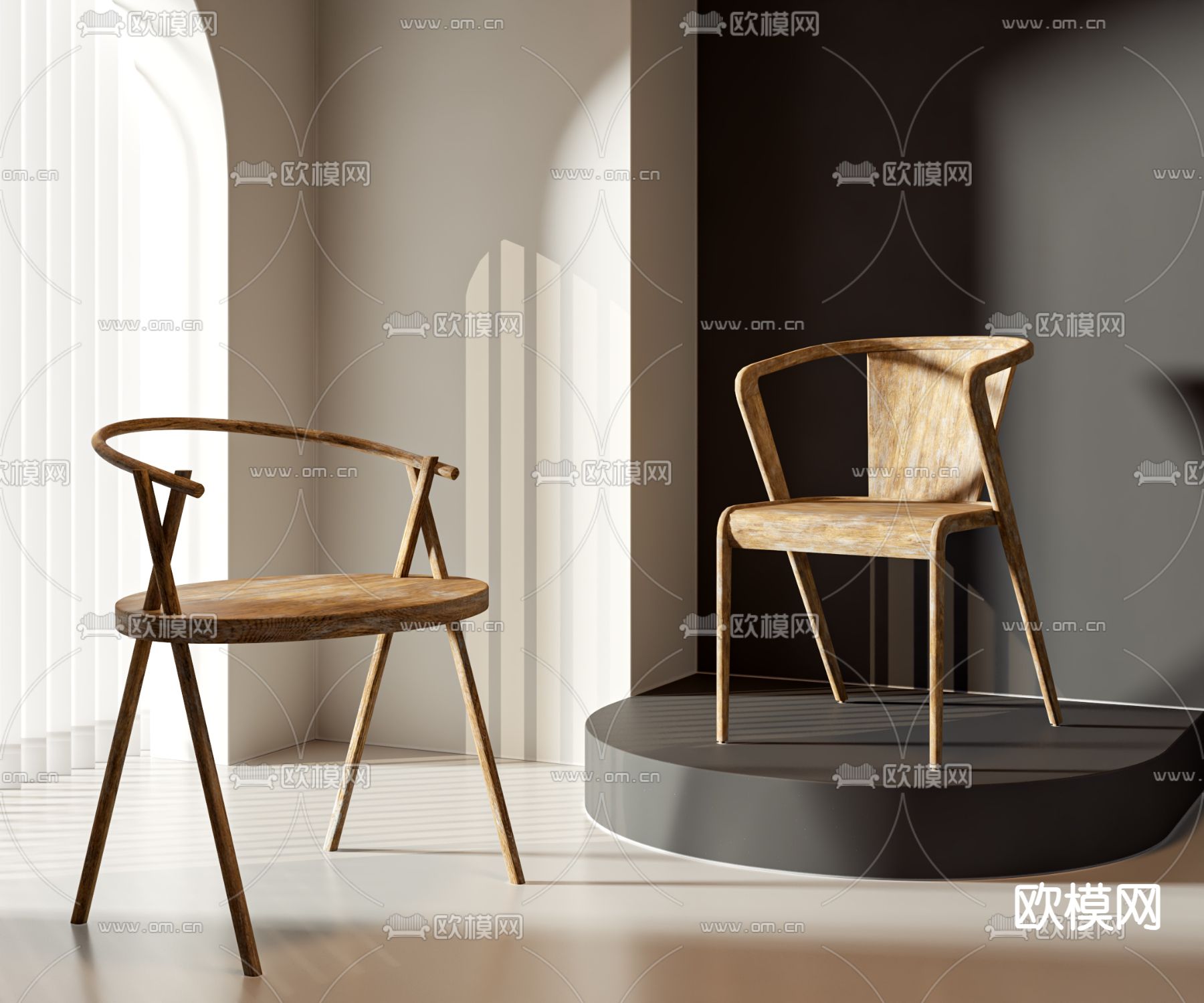 新中式椅子 圈椅 餐椅3d模型下载