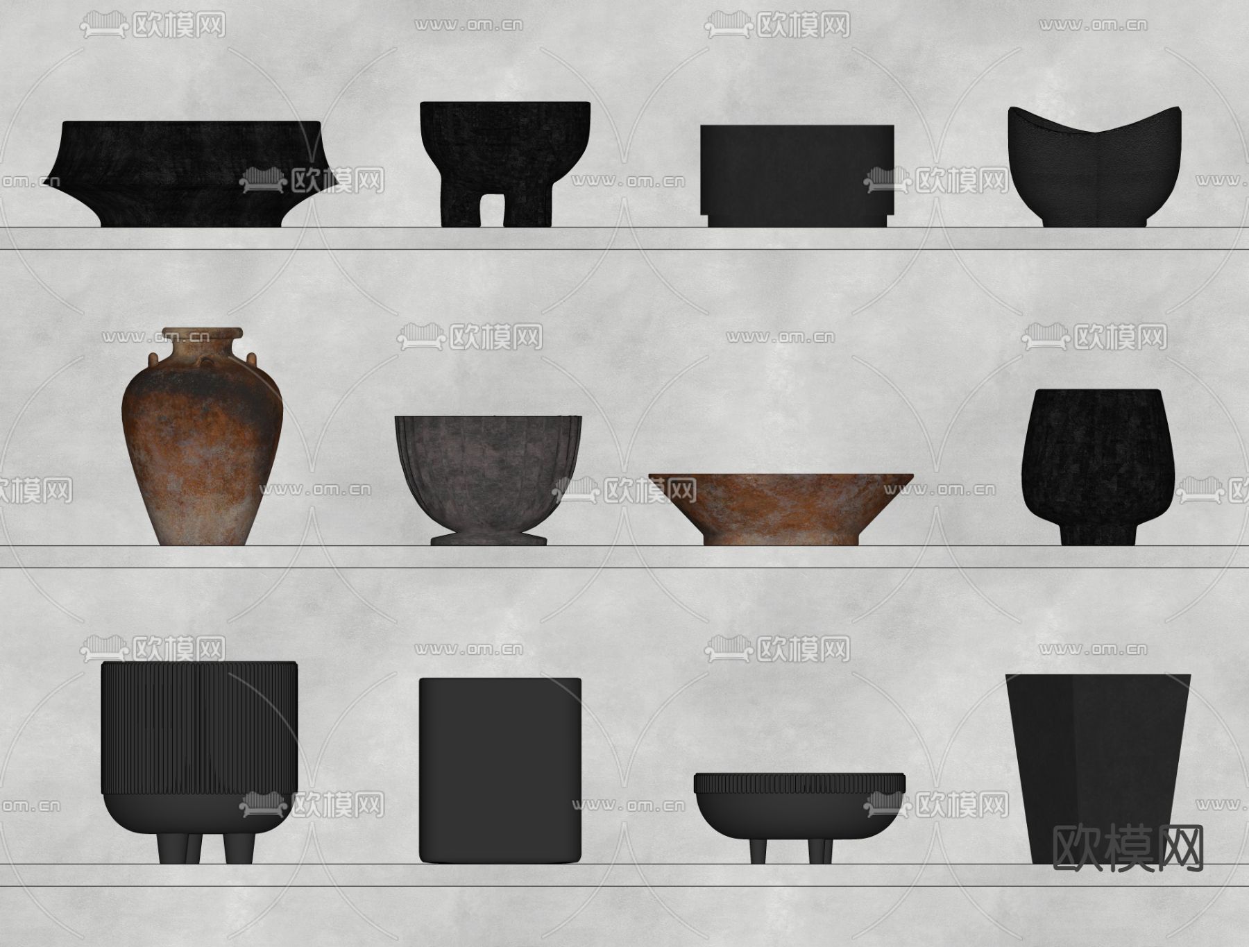 陶瓷器皿 陶罐su模型下载（渲染图1）