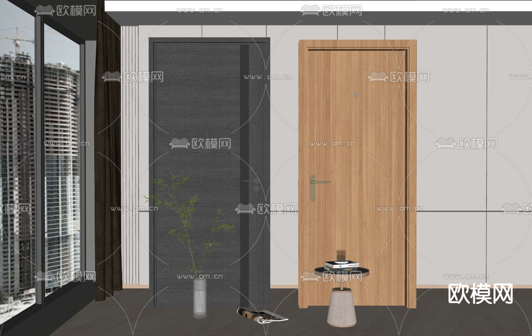 北欧单开门su模型下载（渲染图2）