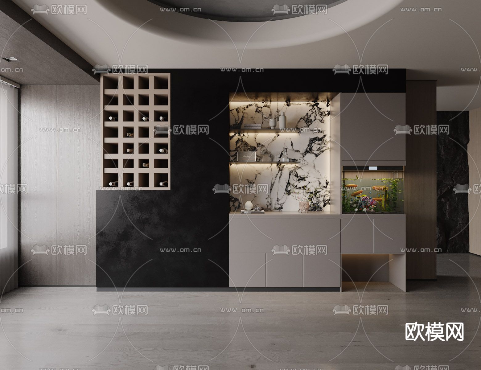 现代餐边柜 酒柜3d模型下载