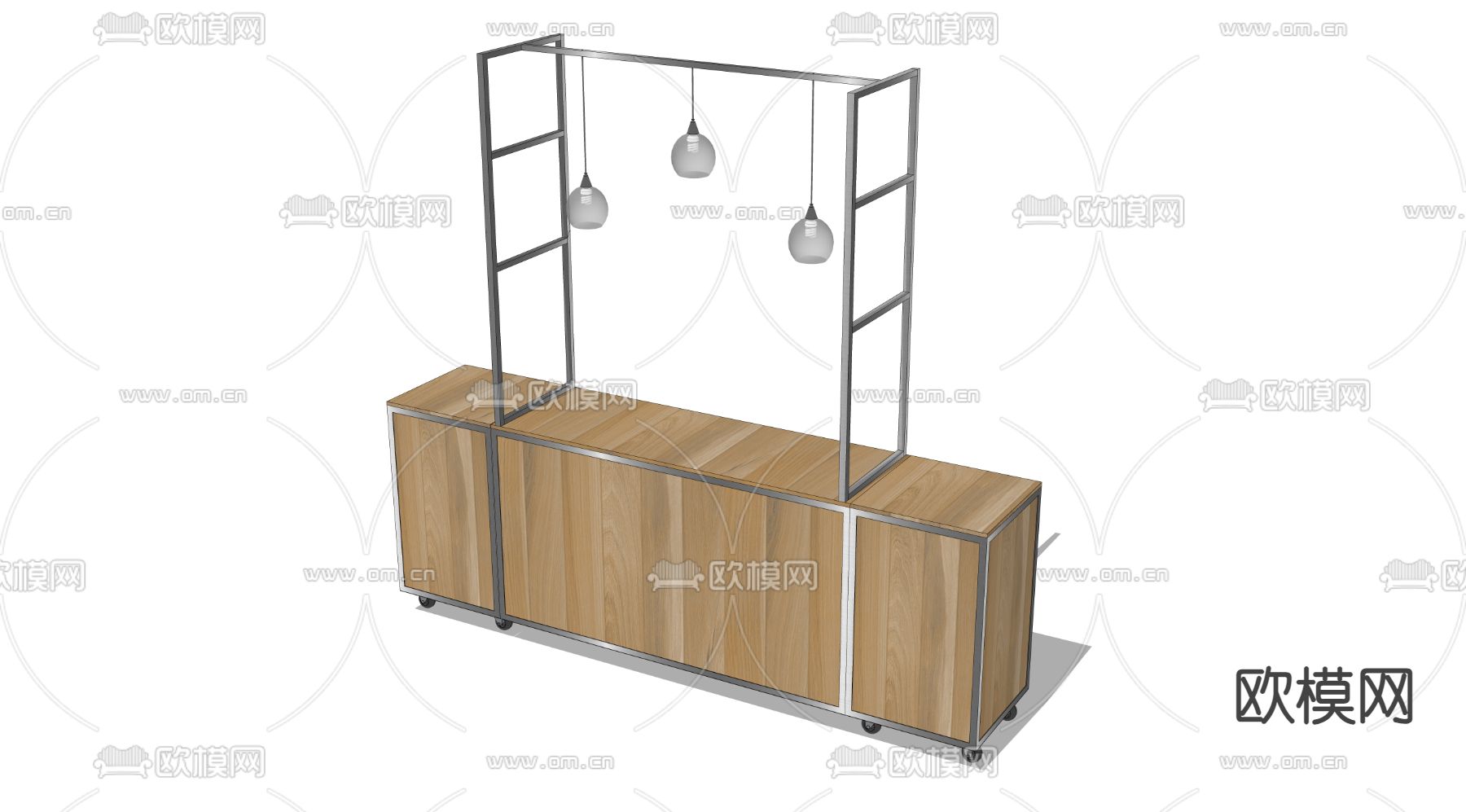 现代摆摊 餐车su模型下载（渲染图3）