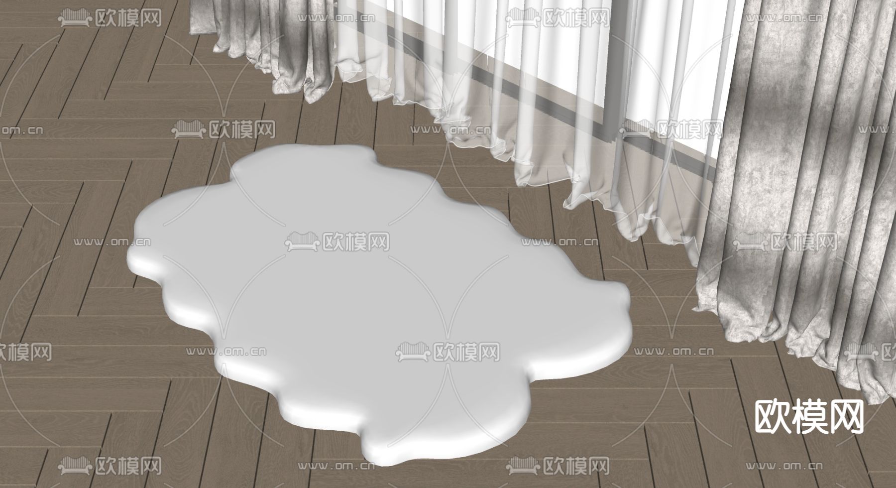毛绒地毯su模型下载（渲染图2）