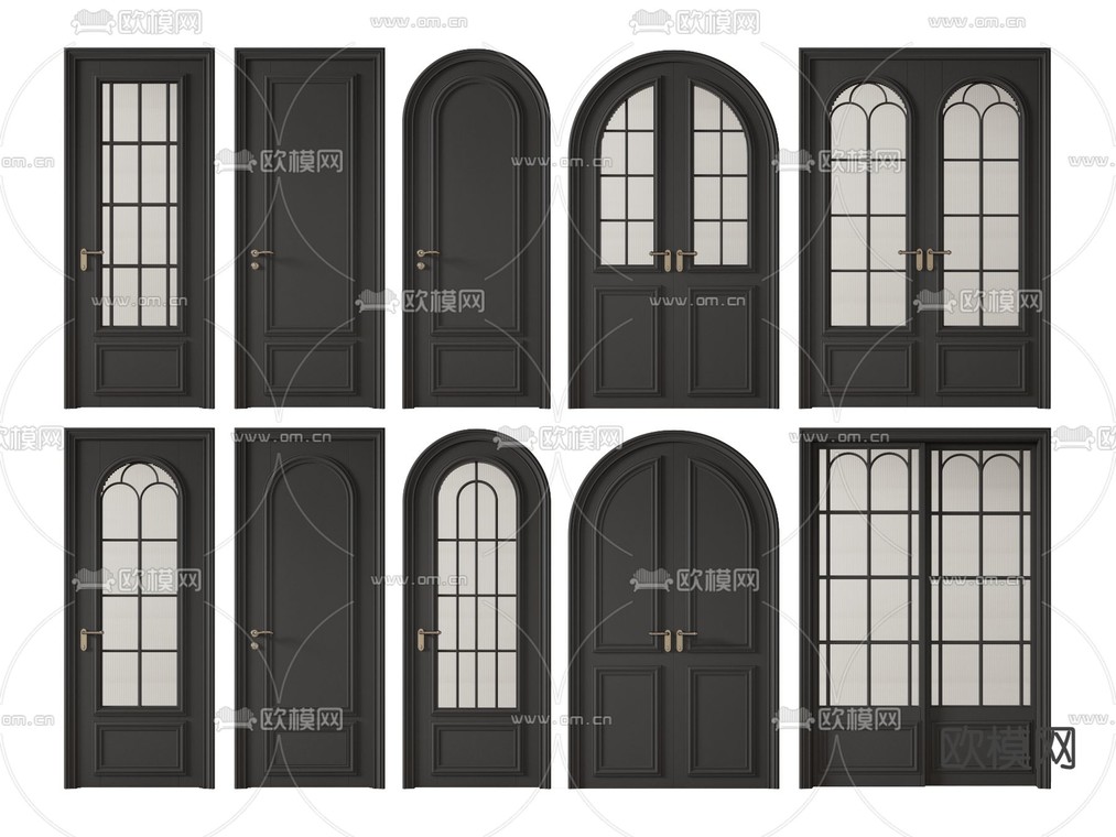 法式玻璃门 拱形门 移门 双开门su模型下载_ID14276004_sketchup模型下载-欧模网