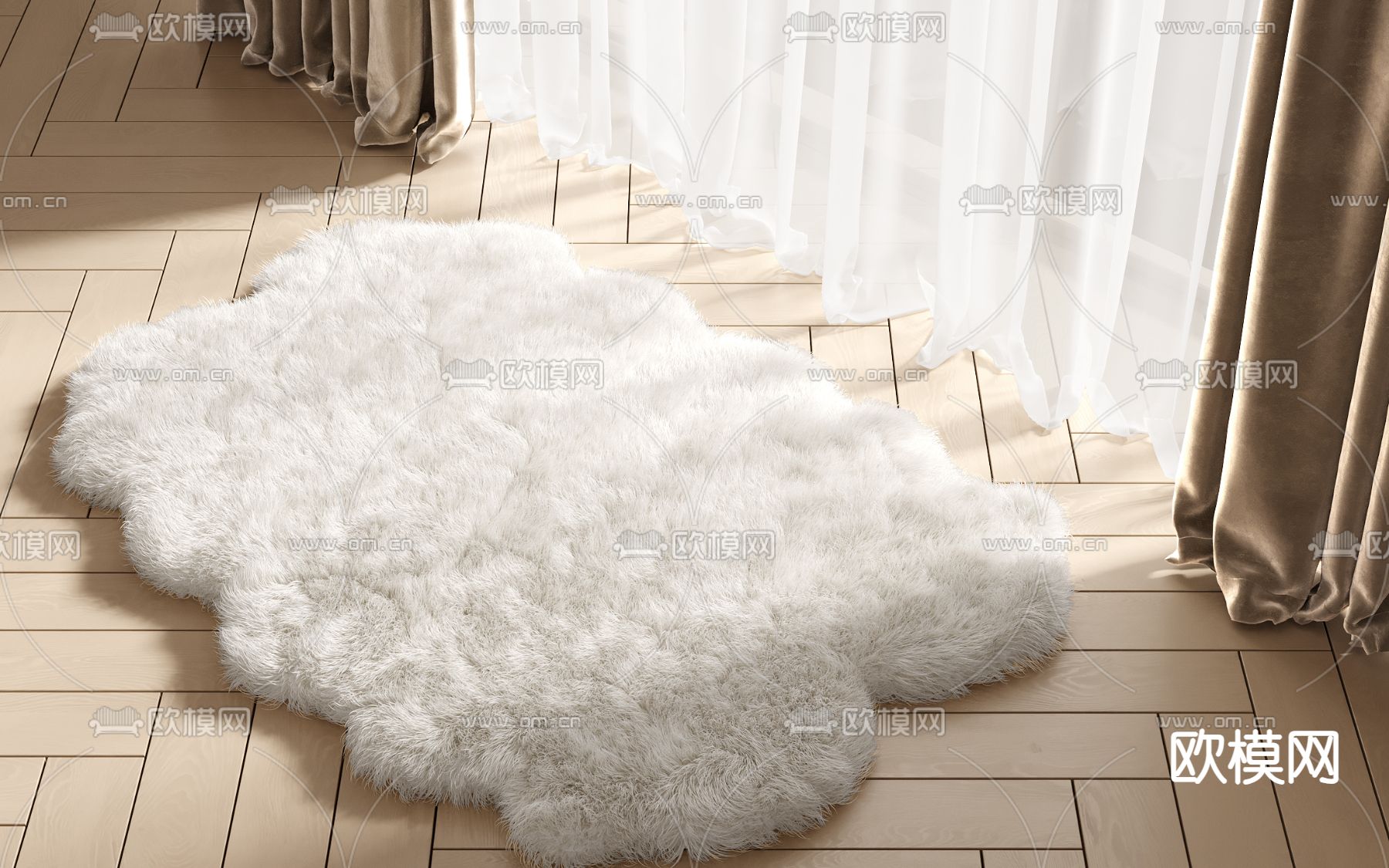 毛绒地毯su模型下载（渲染图1）