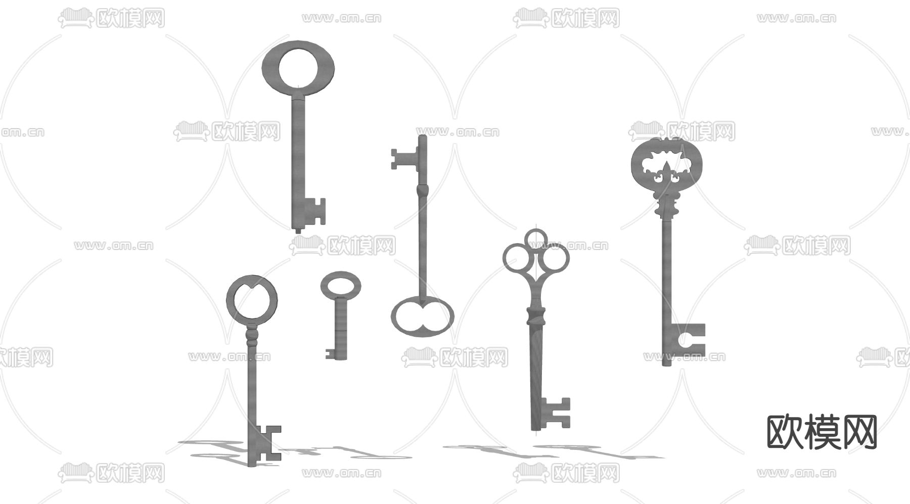 简欧钥匙su模型下载（渲染图3）