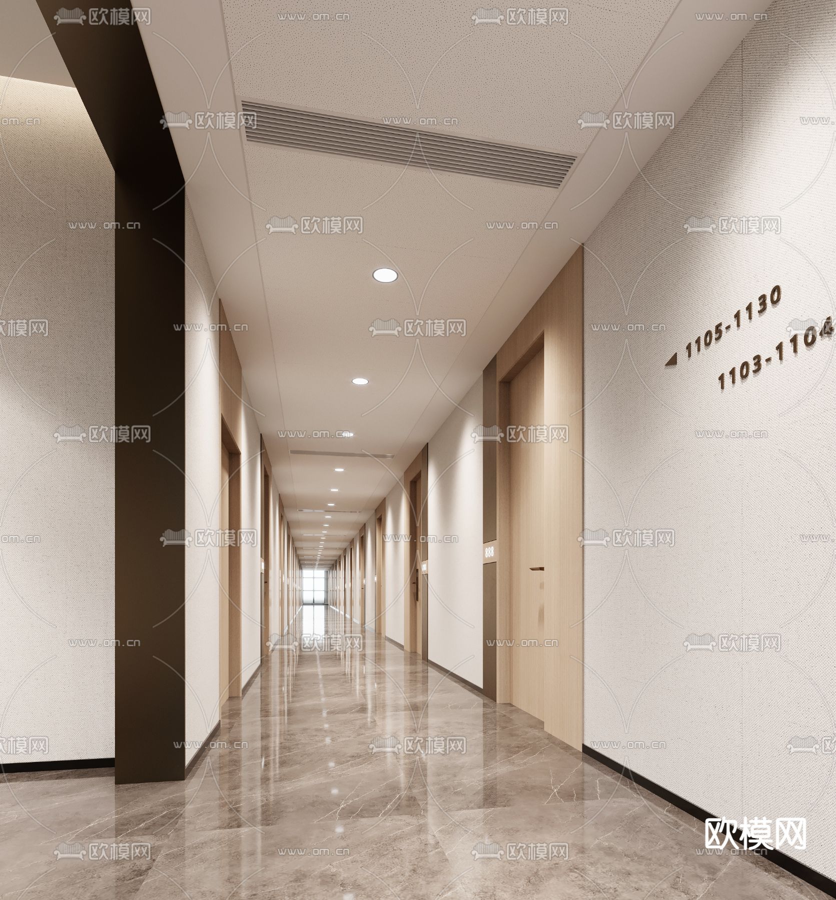 公司过道 走廊3d模型下载_ID14275355_3dmax免费模型-欧模网