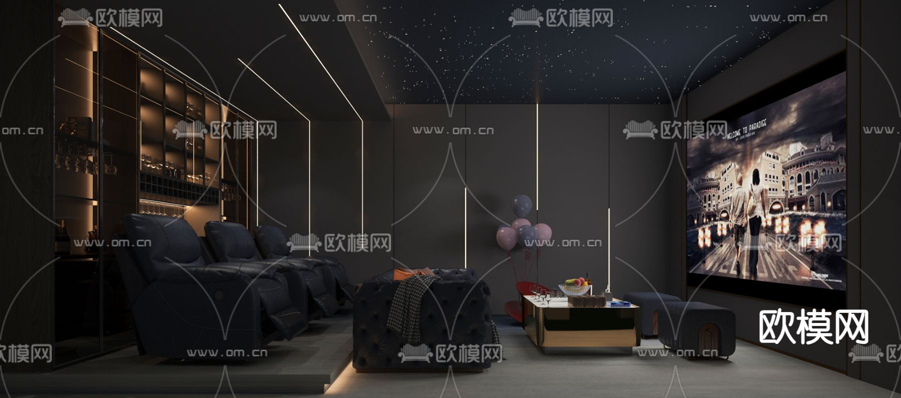 影音室 视听室 家庭影院3d模型下载