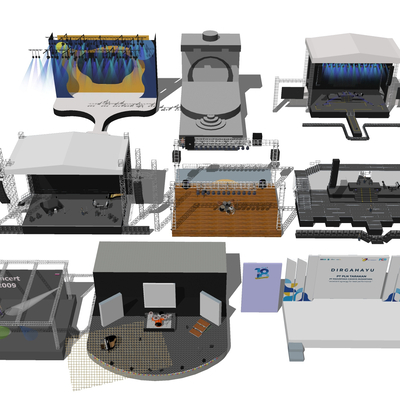  舞台音乐节 演唱会su模型 