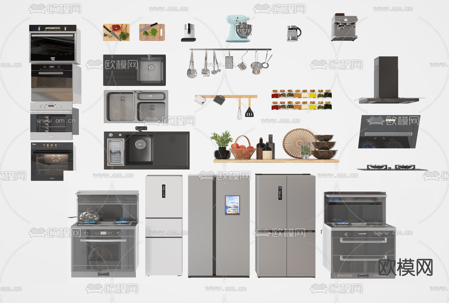 厨房电器su模型下载（渲染图1）