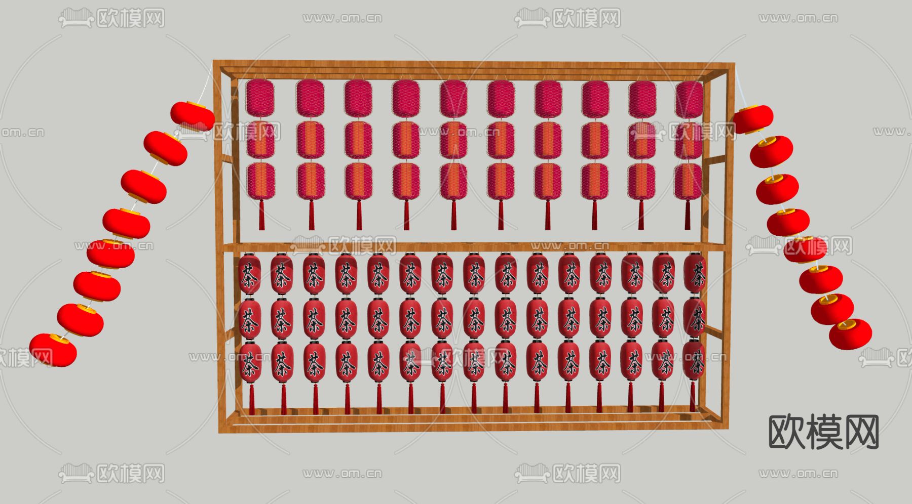 中式灯笼 装饰灯su模型下载（渲染图3）