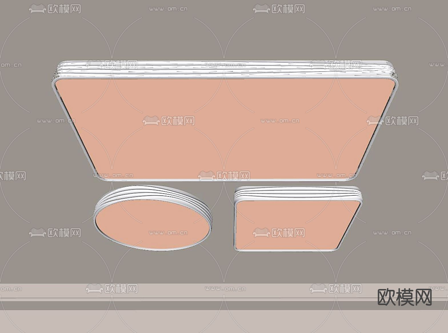 现代吸顶灯su模型下载（渲染图2）
