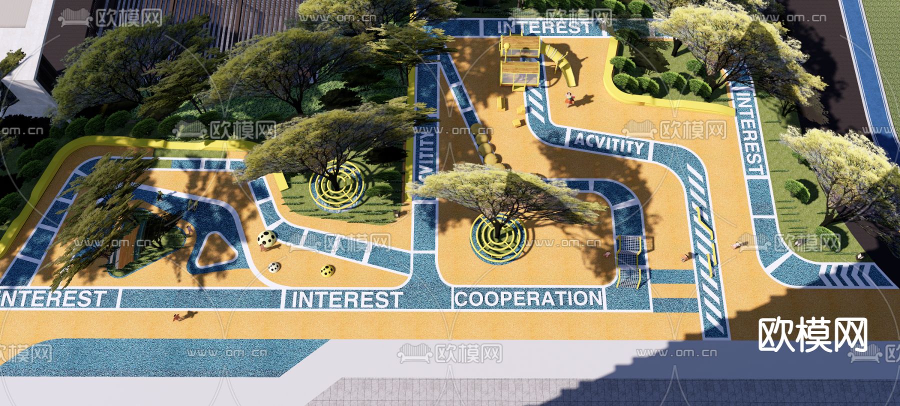 儿童活动场地su模型下载（渲染图4）