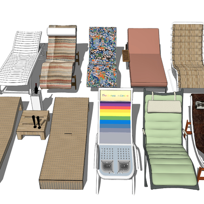  户外躺椅 沙滩椅su模型 