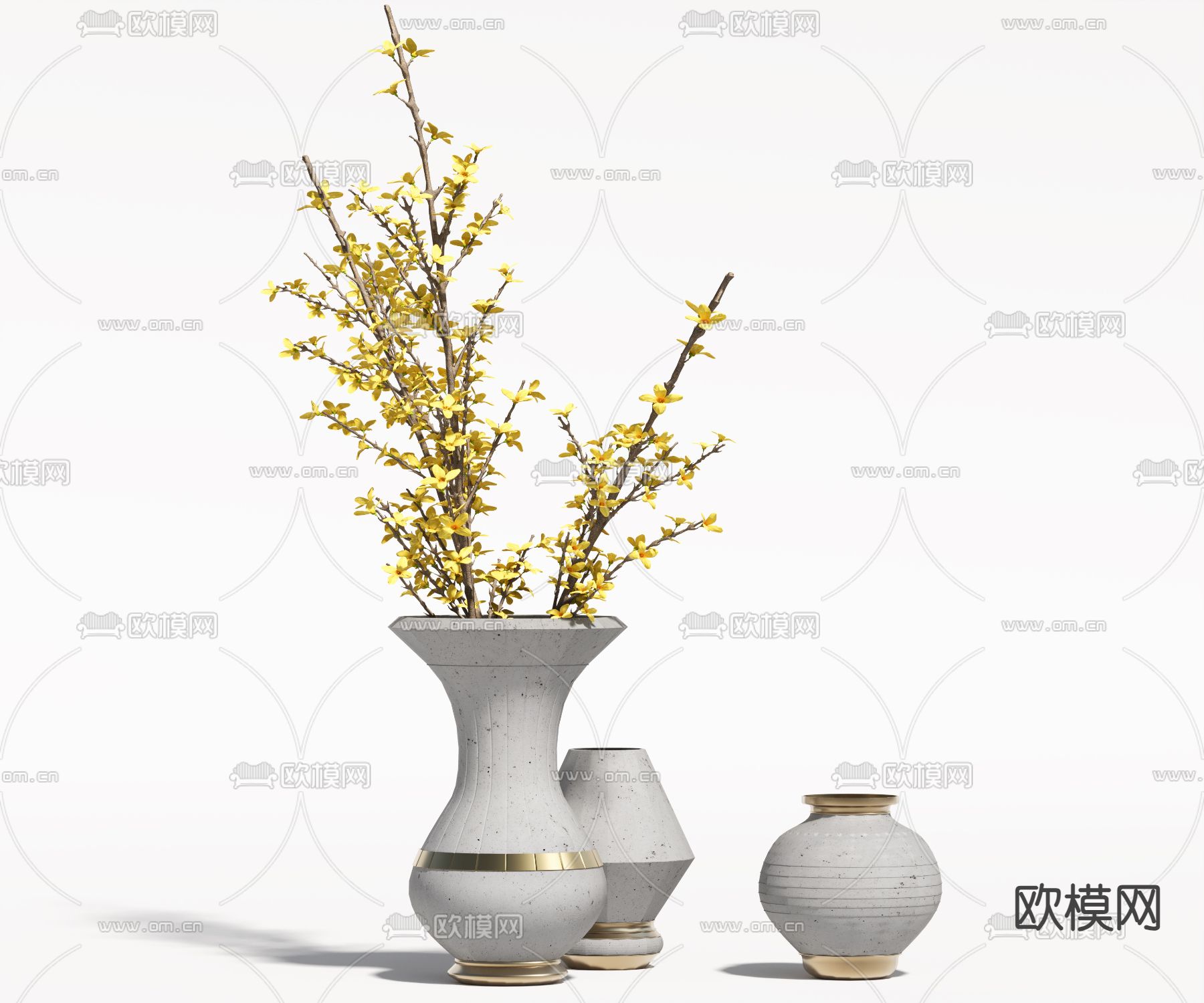 花瓶 花艺 干花 插花3d模型下载