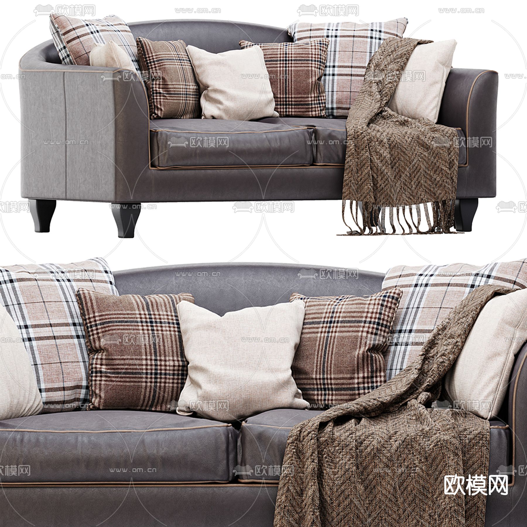 美式双人沙发3d模型下载
