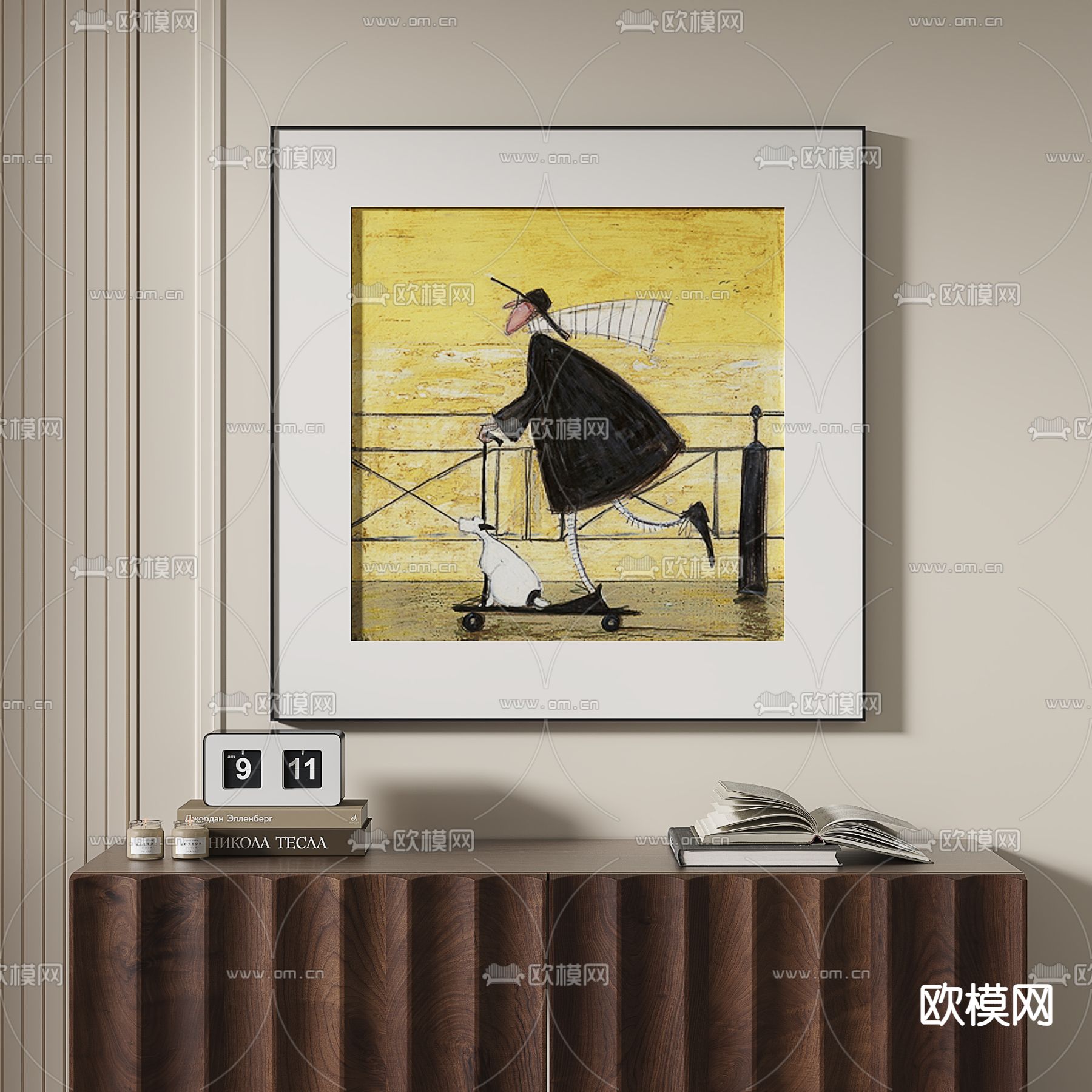 北欧卡通画 手绘画 装饰画3d模型下载