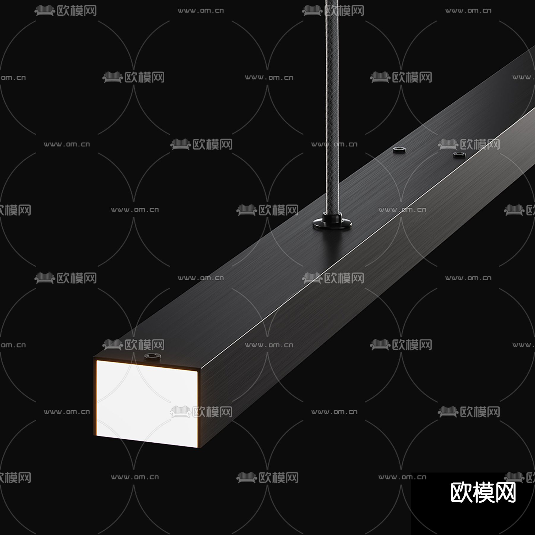 办公吊灯 长条吊灯3d模型下载（渲染图3）