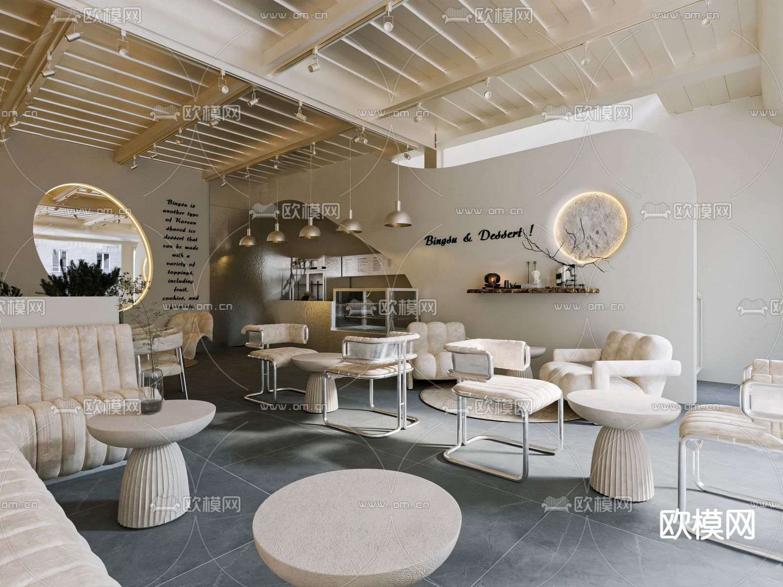 侘寂咖啡厅 咖啡馆su模型下载（渲染图3）