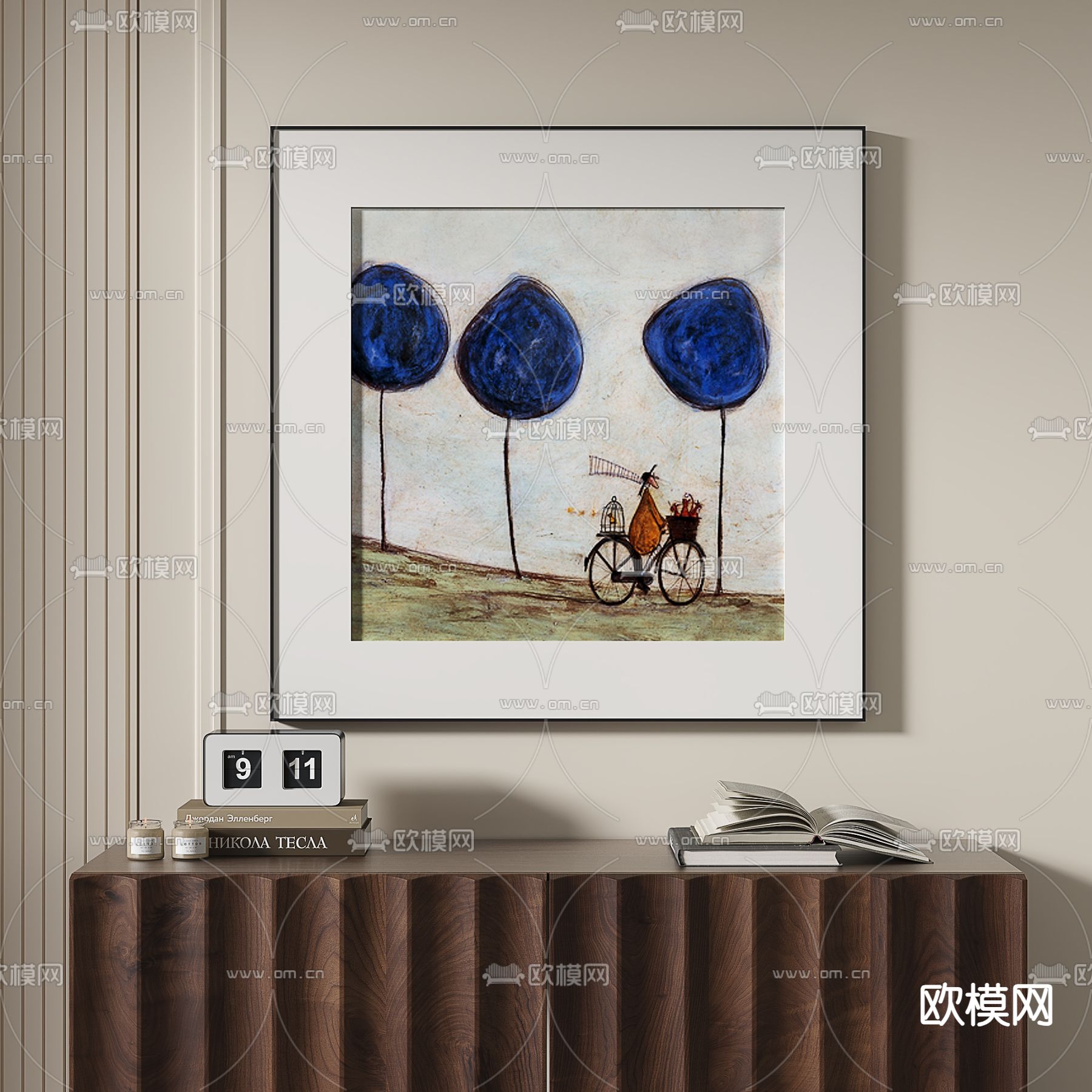 北欧卡通画 手绘画 装饰画3d模型下载