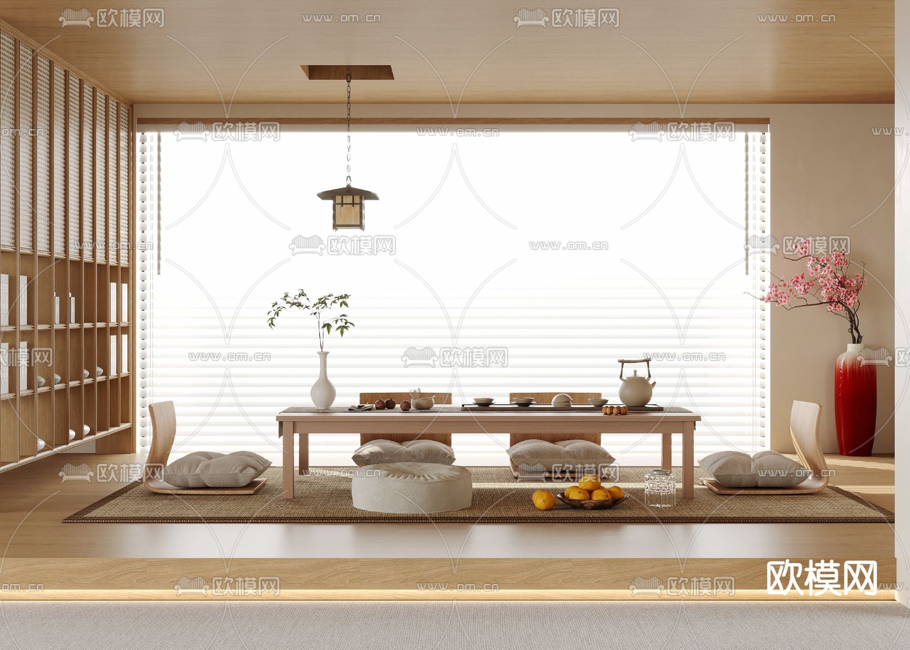 日式茶室 榻榻米茶桌3d模型下载