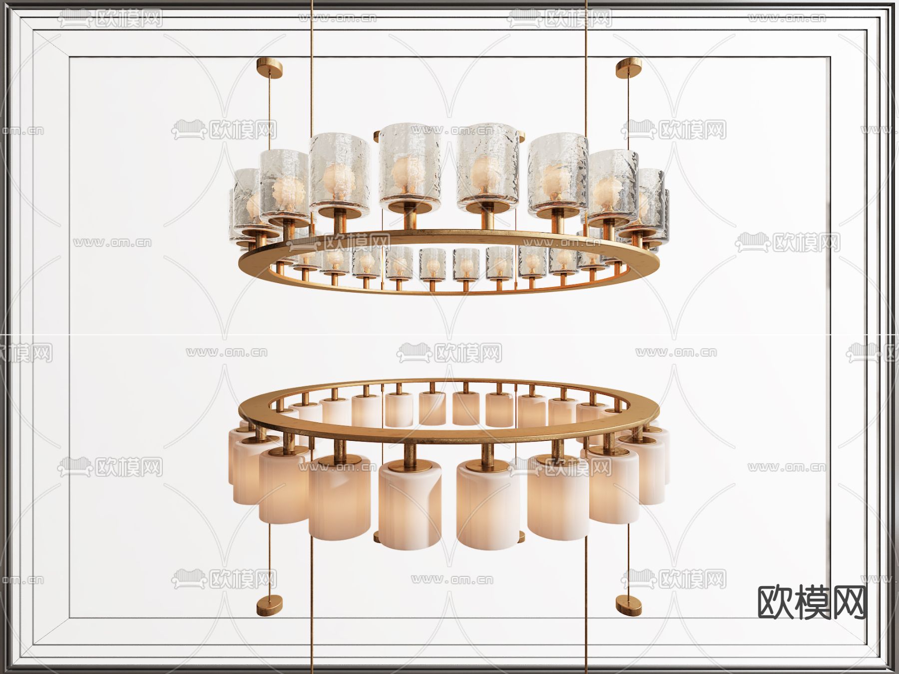轻奢多头吊灯su模型下载（渲染图1）