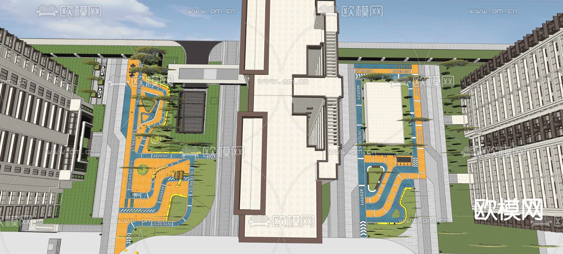 儿童活动场地su模型下载（渲染图2）