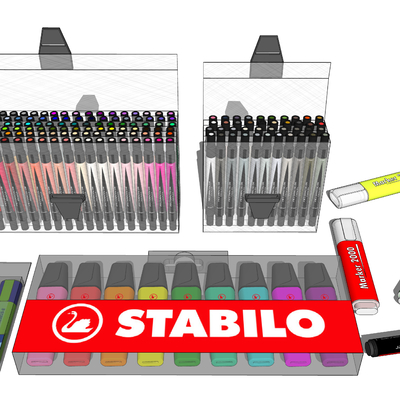  马克笔 水彩笔文具su模型 