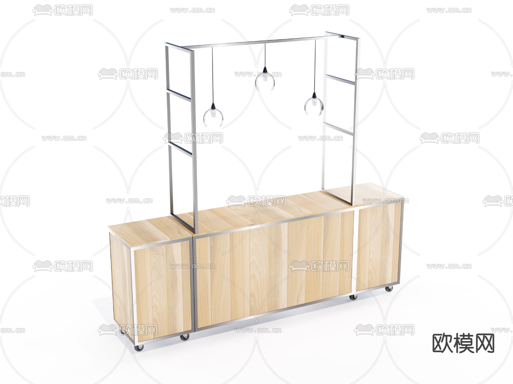 现代摆摊 餐车su模型下载（渲染图2）