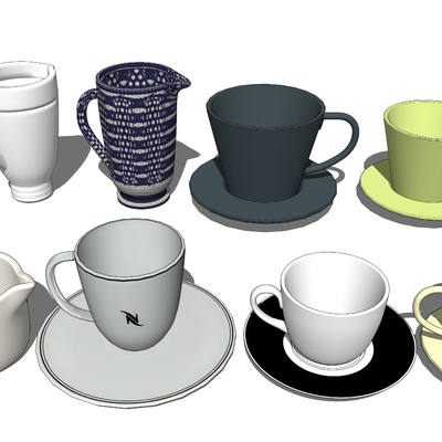  咖啡杯 马克水杯su模型 