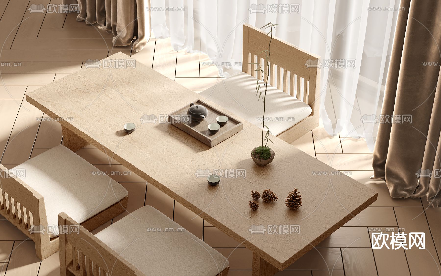 日式茶桌 榻榻米茶台3d模型下载