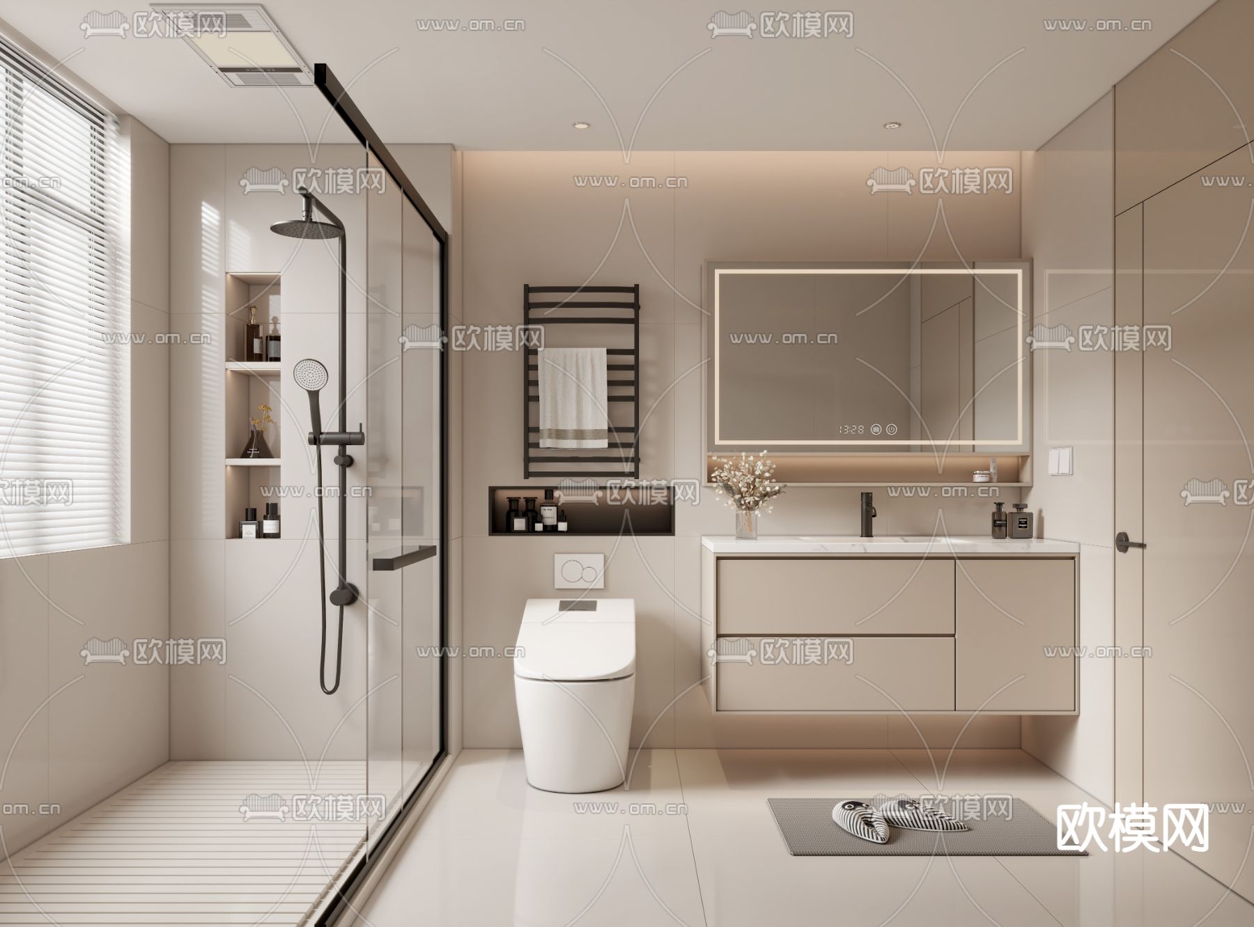 现代卫生间 浴室3d模型下载