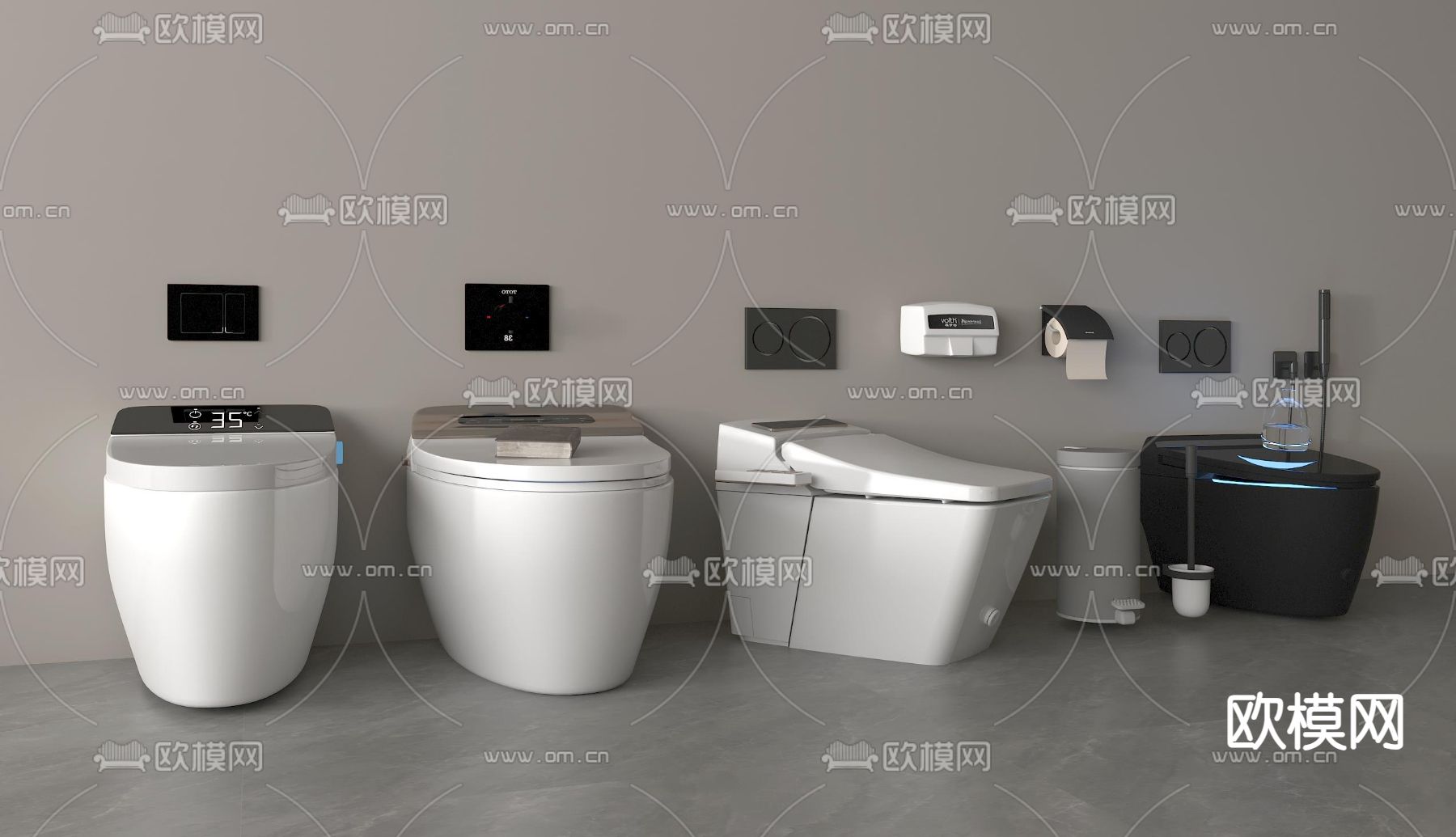 智能马桶 坐便器3d模型下载