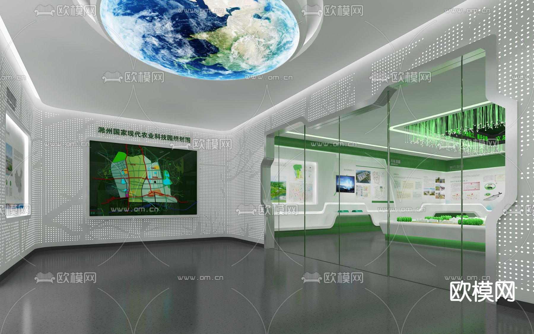 绿色农业展厅su模型下载（渲染图2）