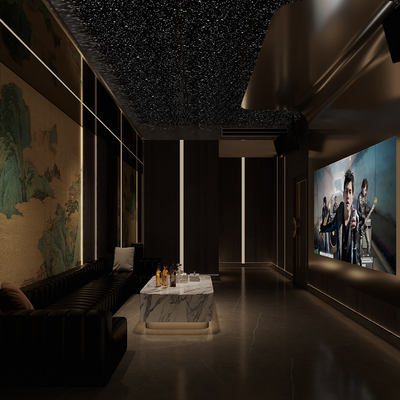  新中式ktv包厢su模型 