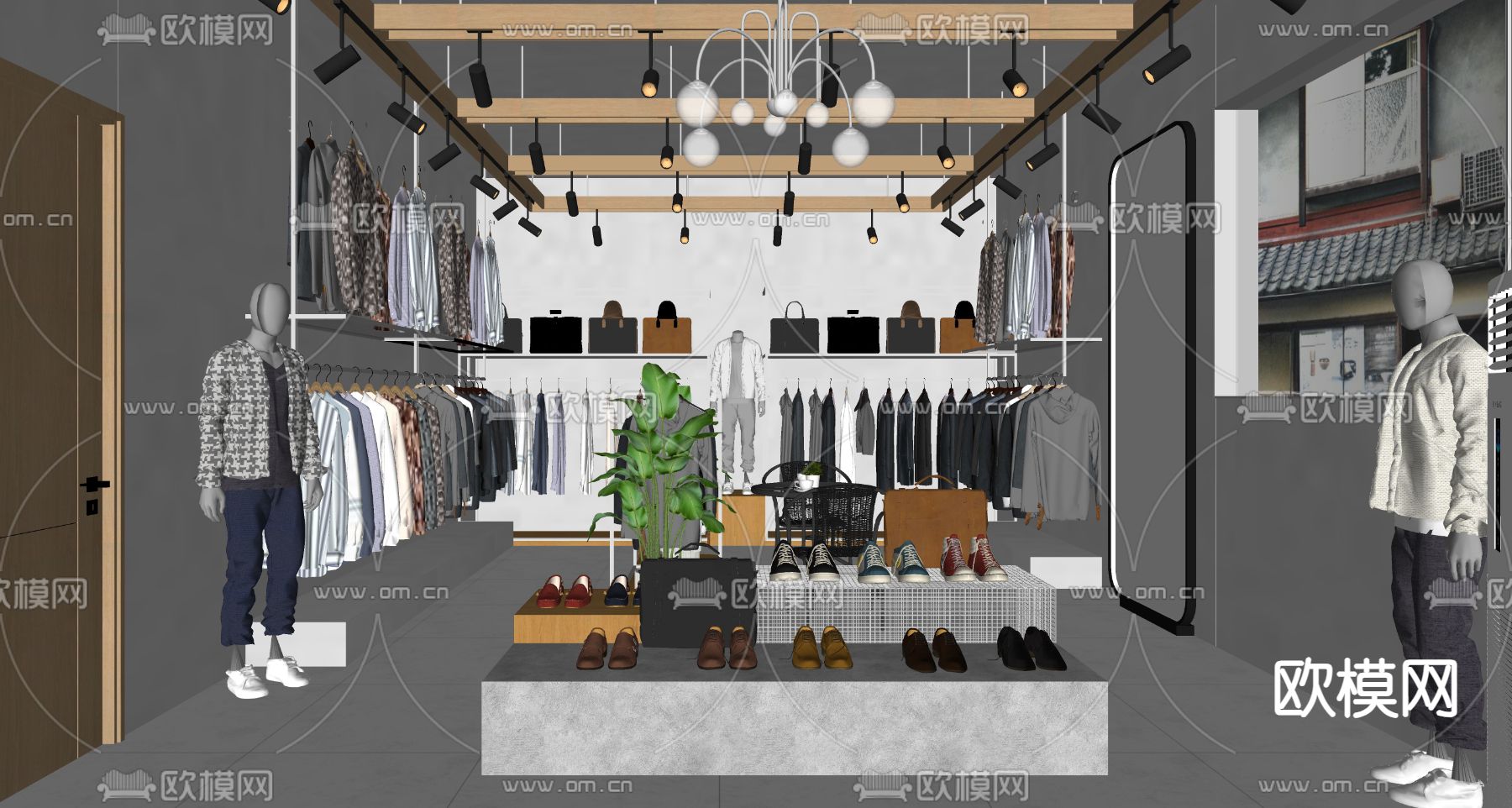 工业风服装鞋店su模型下载（渲染图2）