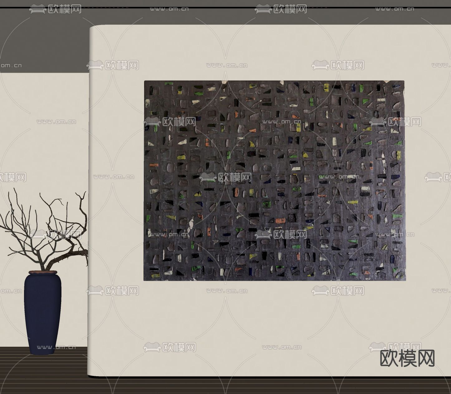 侘寂风装饰挂画su模型