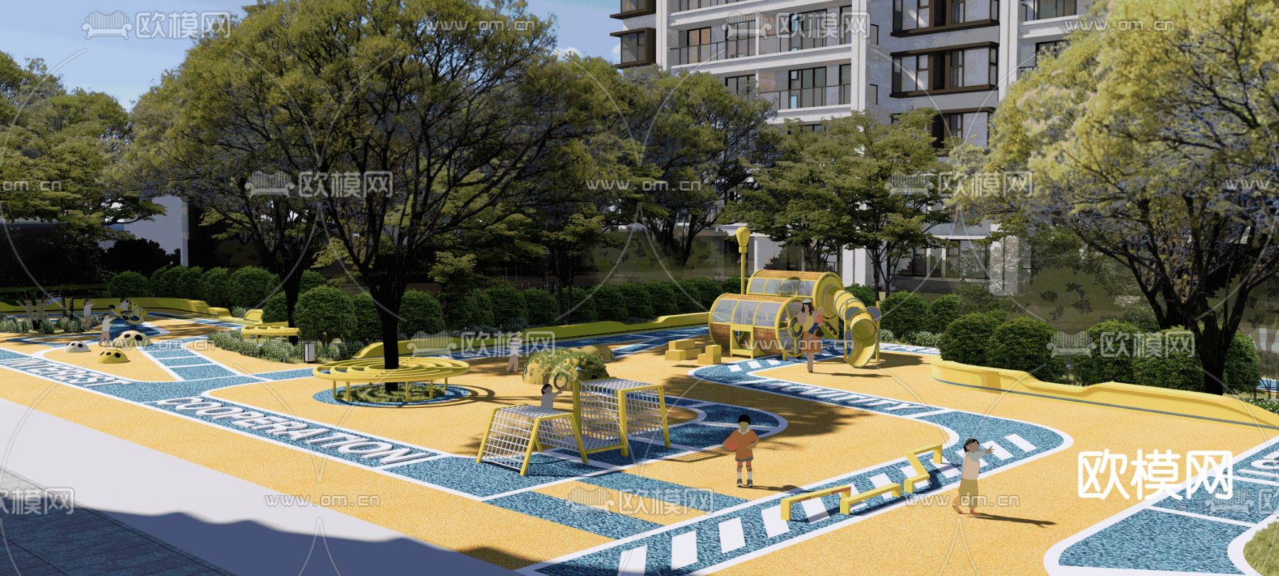 儿童活动场地su模型下载（渲染图1）