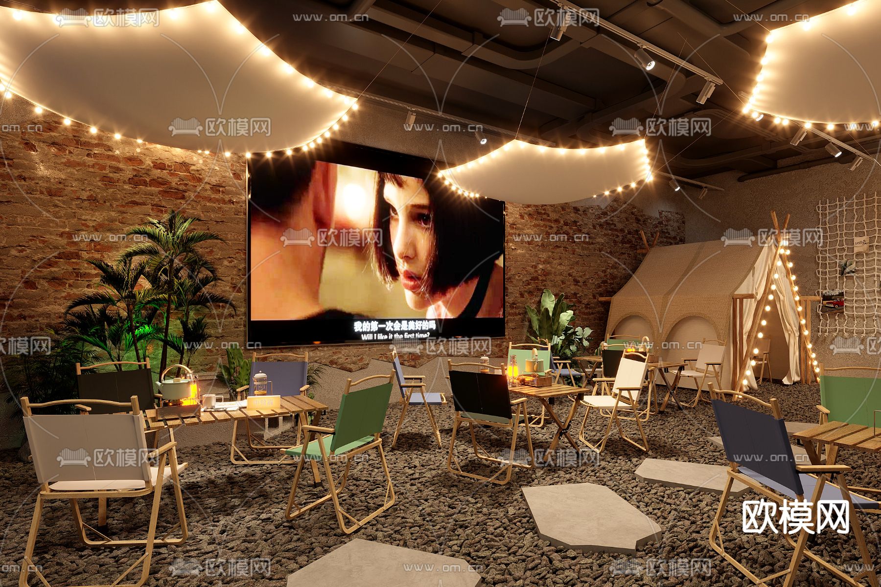 工业风酒馆su模型下载（渲染图1）