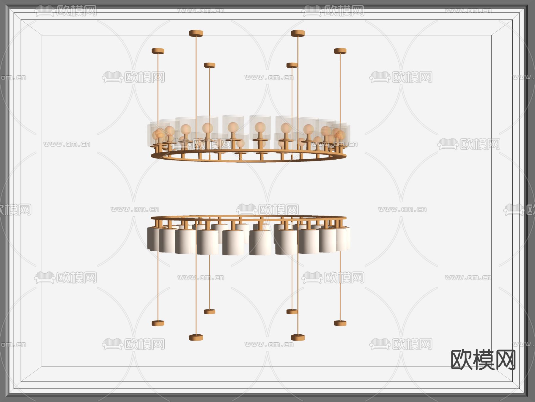 轻奢多头吊灯su模型下载（渲染图2）