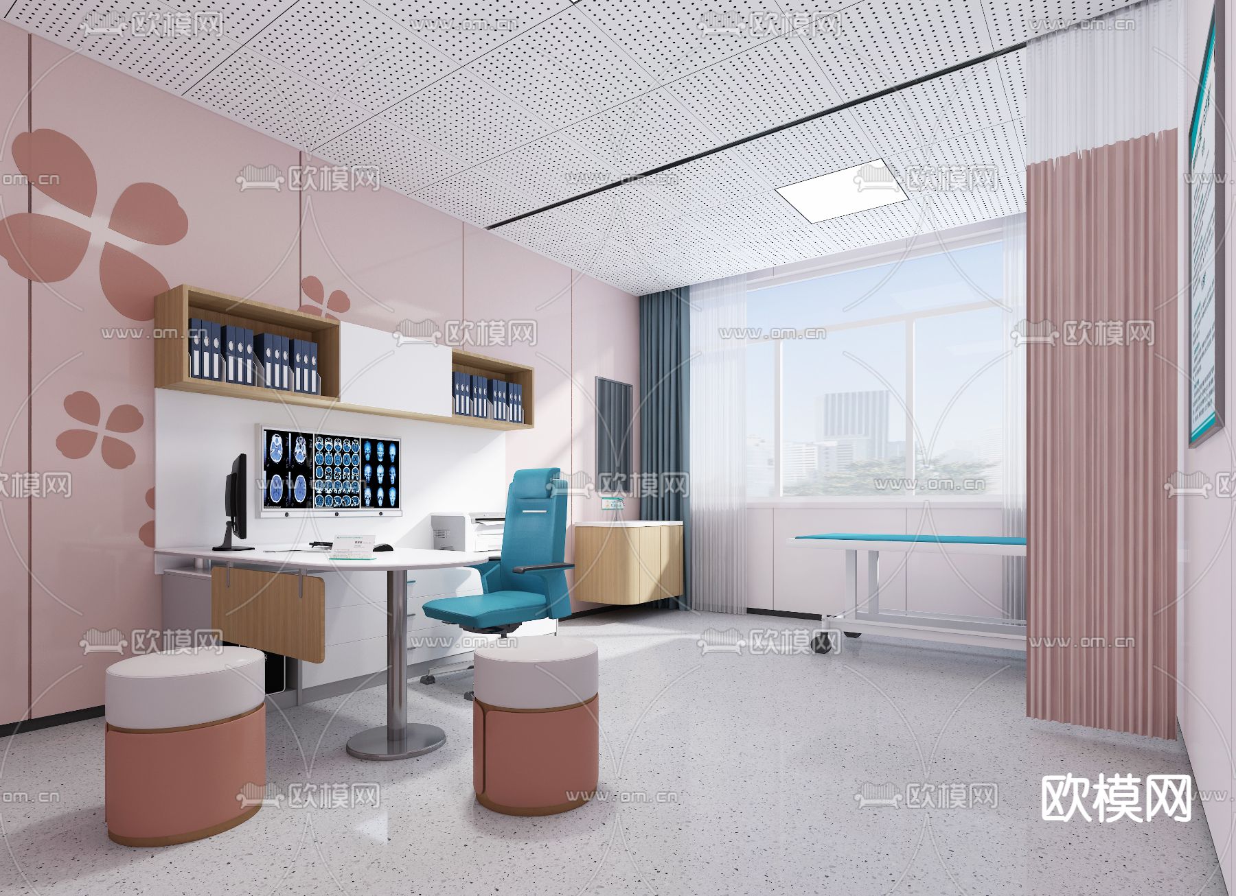 现代医院 门诊室su模型下载（渲染图1）