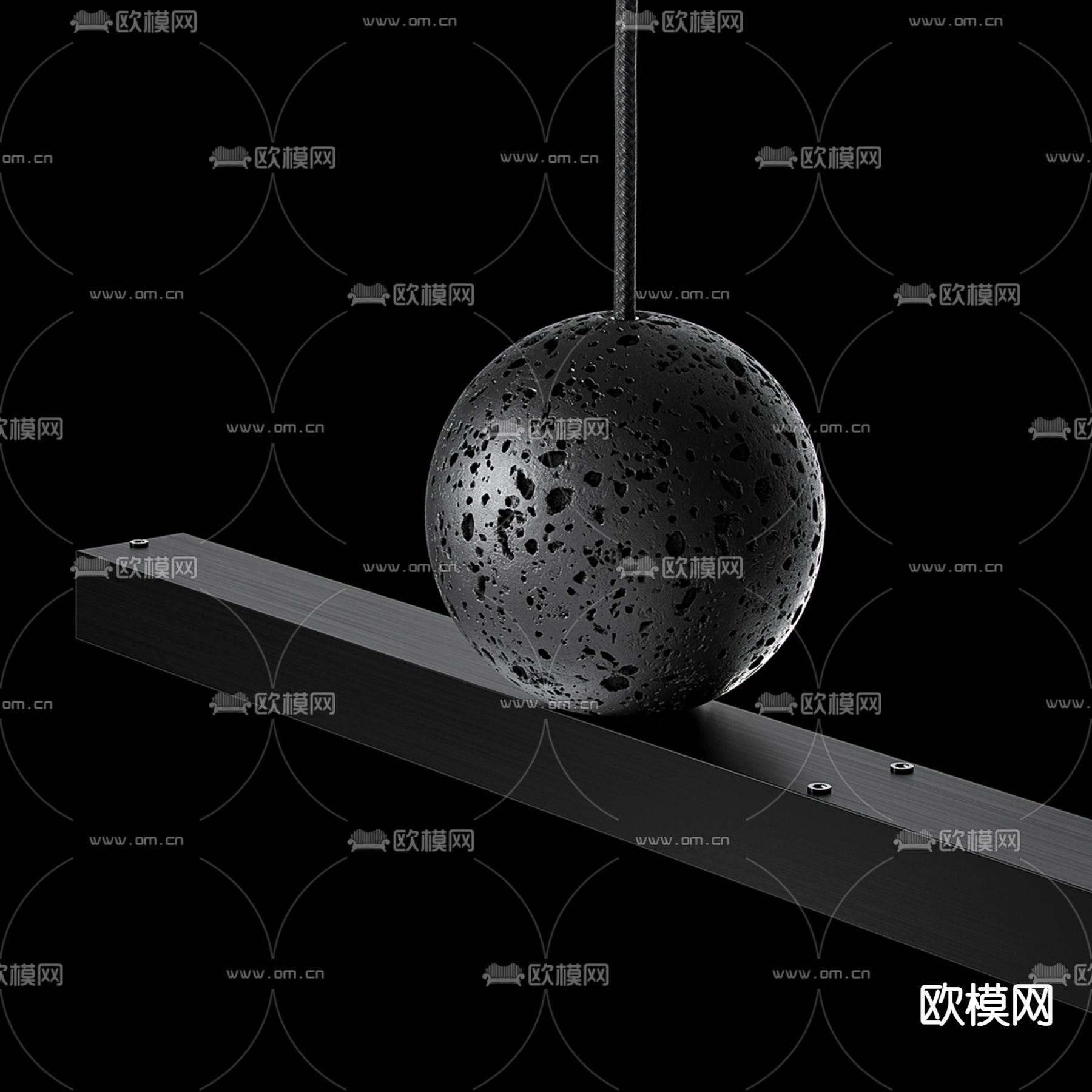 办公吊灯 长条吊灯3d模型下载（渲染图4）