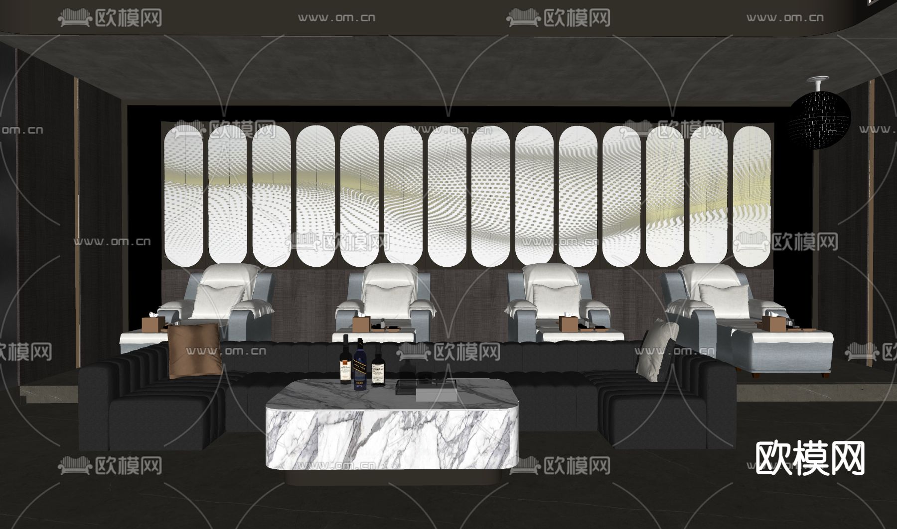 现代足浴包厢su模型下载（渲染图2）