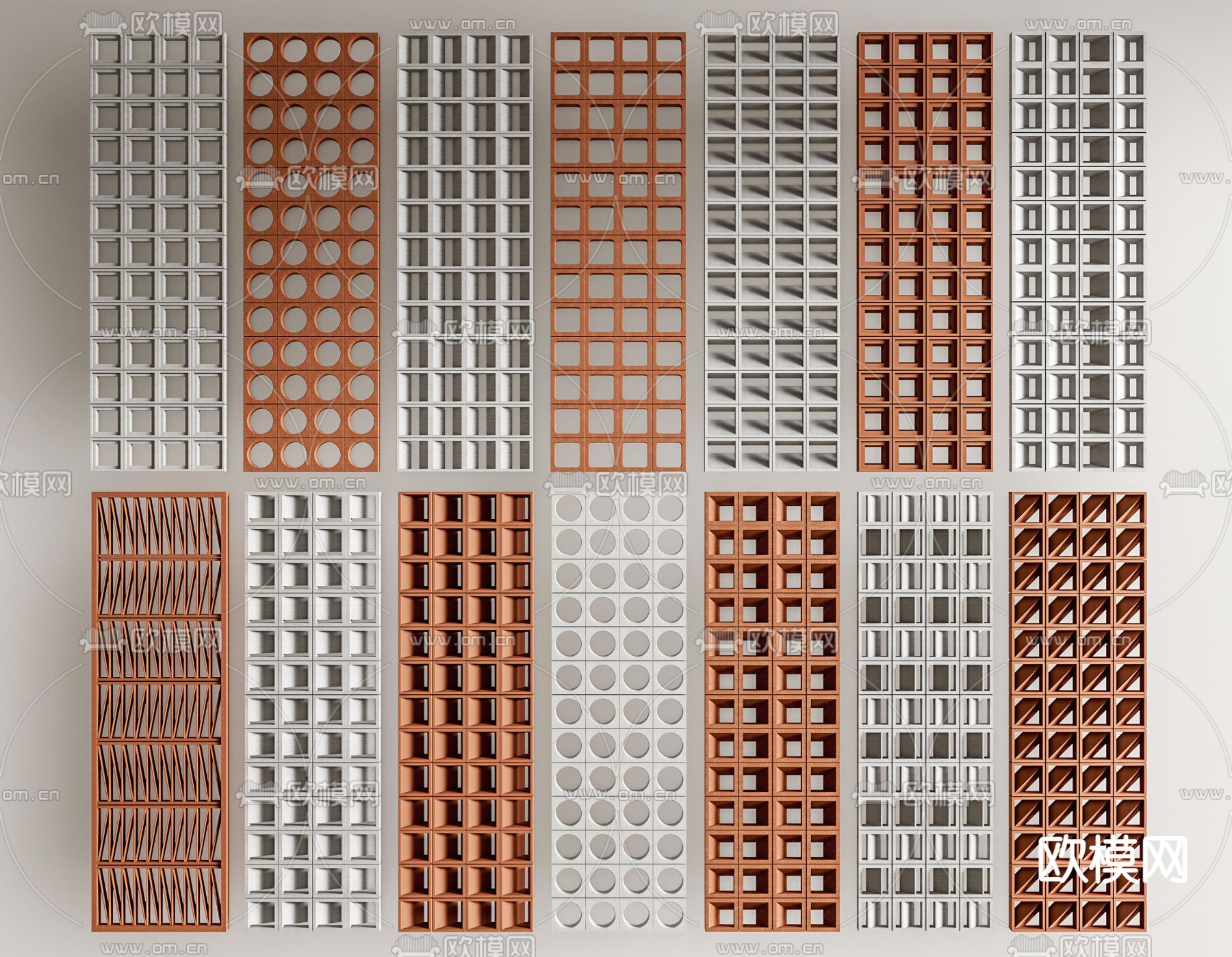 屏风 镂空隔断 水泥砖3d模型下载