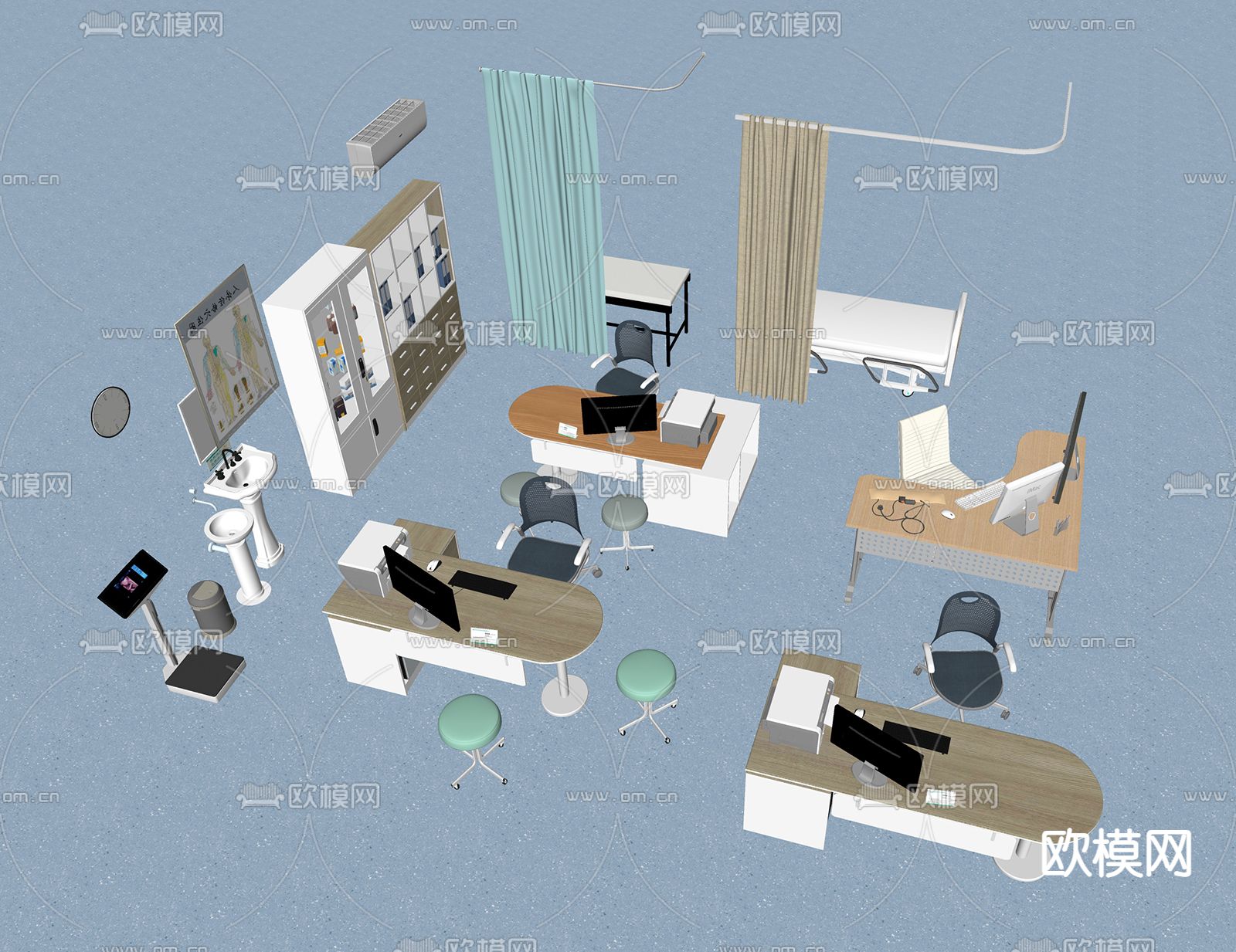 门诊医疗器材su模型下载（渲染图2）