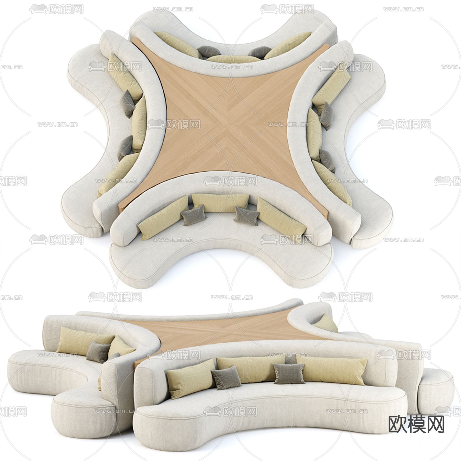 公共沙发 大堂沙发3d模型下载（渲染图1）