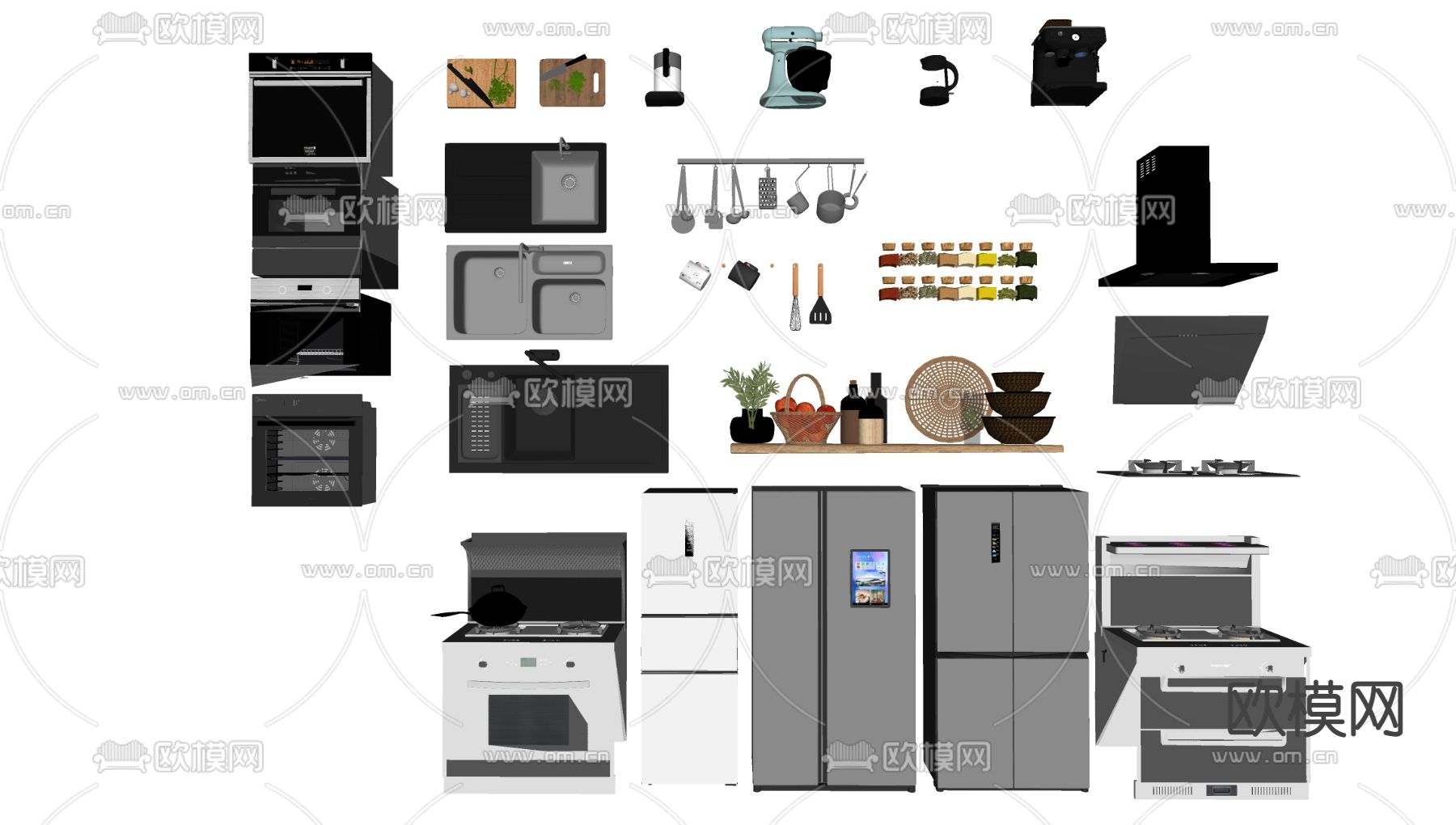 厨房电器su模型下载（渲染图2）