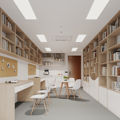  图书阅览室su模型 