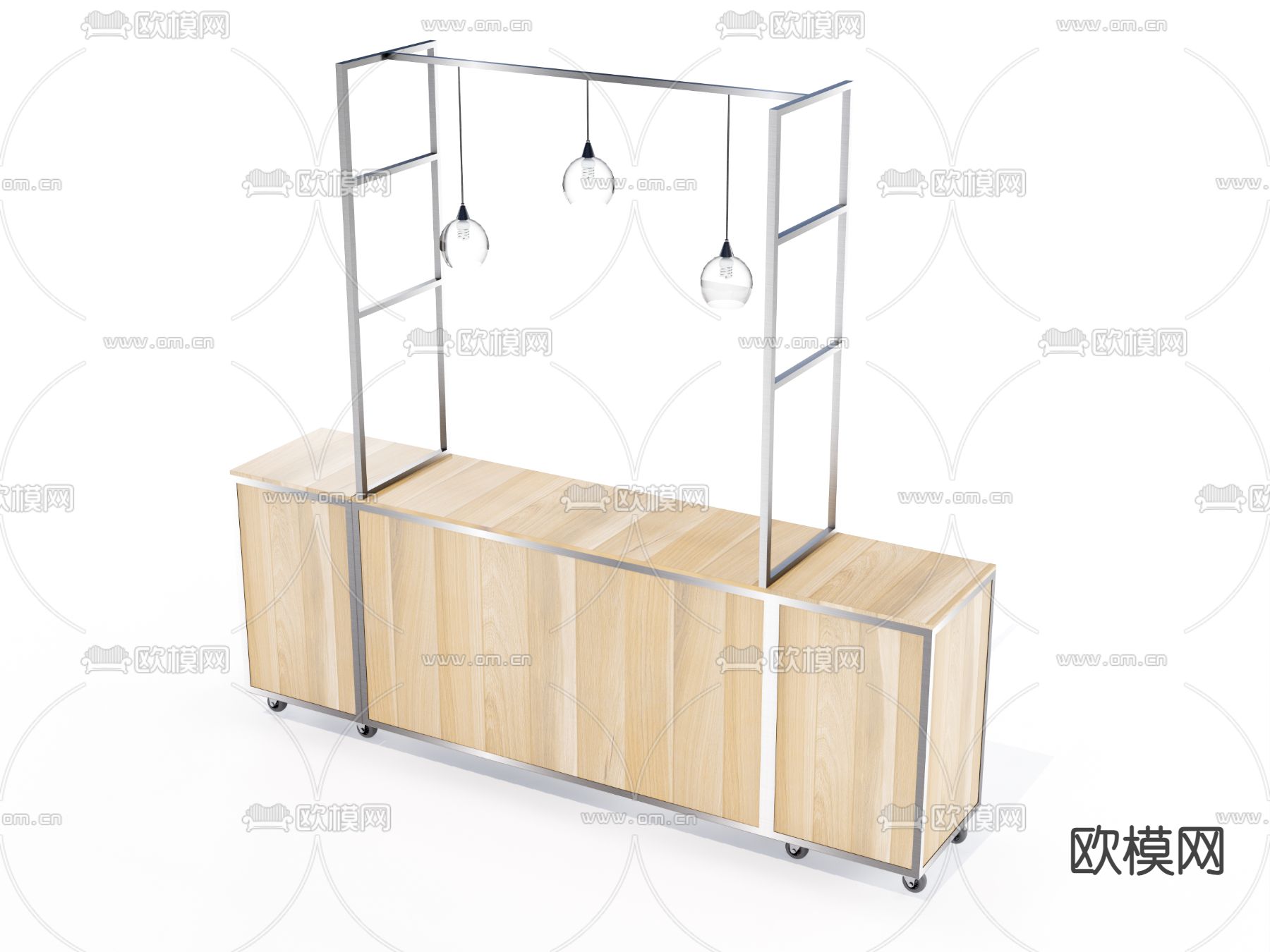 现代摆摊 餐车su模型下载（渲染图1）